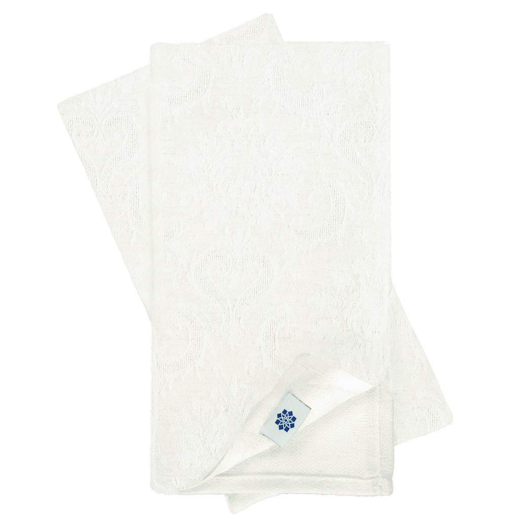 Linen & Cotton4 x Jacquard Damask Fabric Napkins / Napkins Fabric / Linen Napkins Waverly - 46% Linen 54% Cotton White (47 x 47 cm) for Celebrations Weddings Hotel Catering