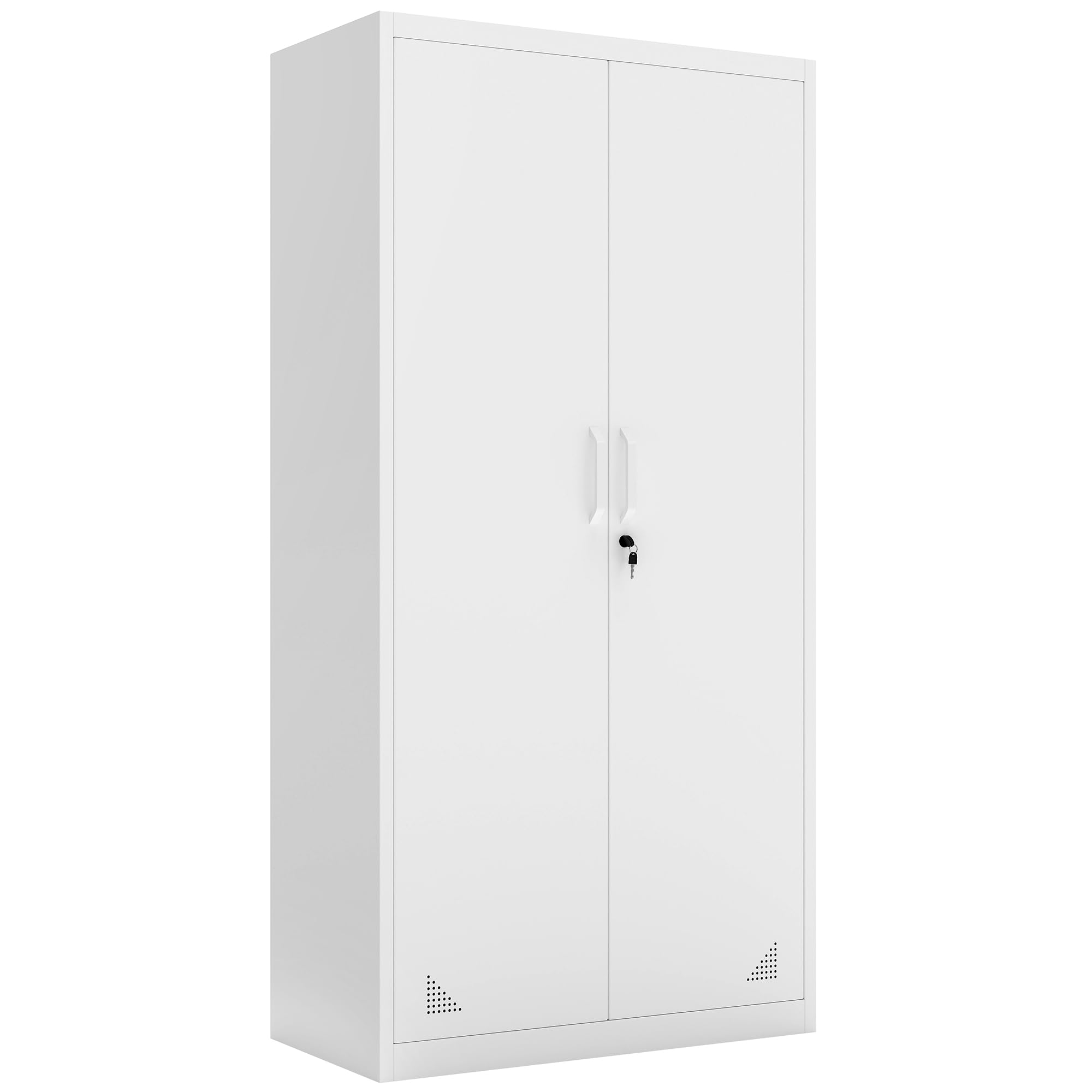 DWVO Metallschrank Abschließbar 4 Regale Stahlschrank Weiß 180x60x34cm