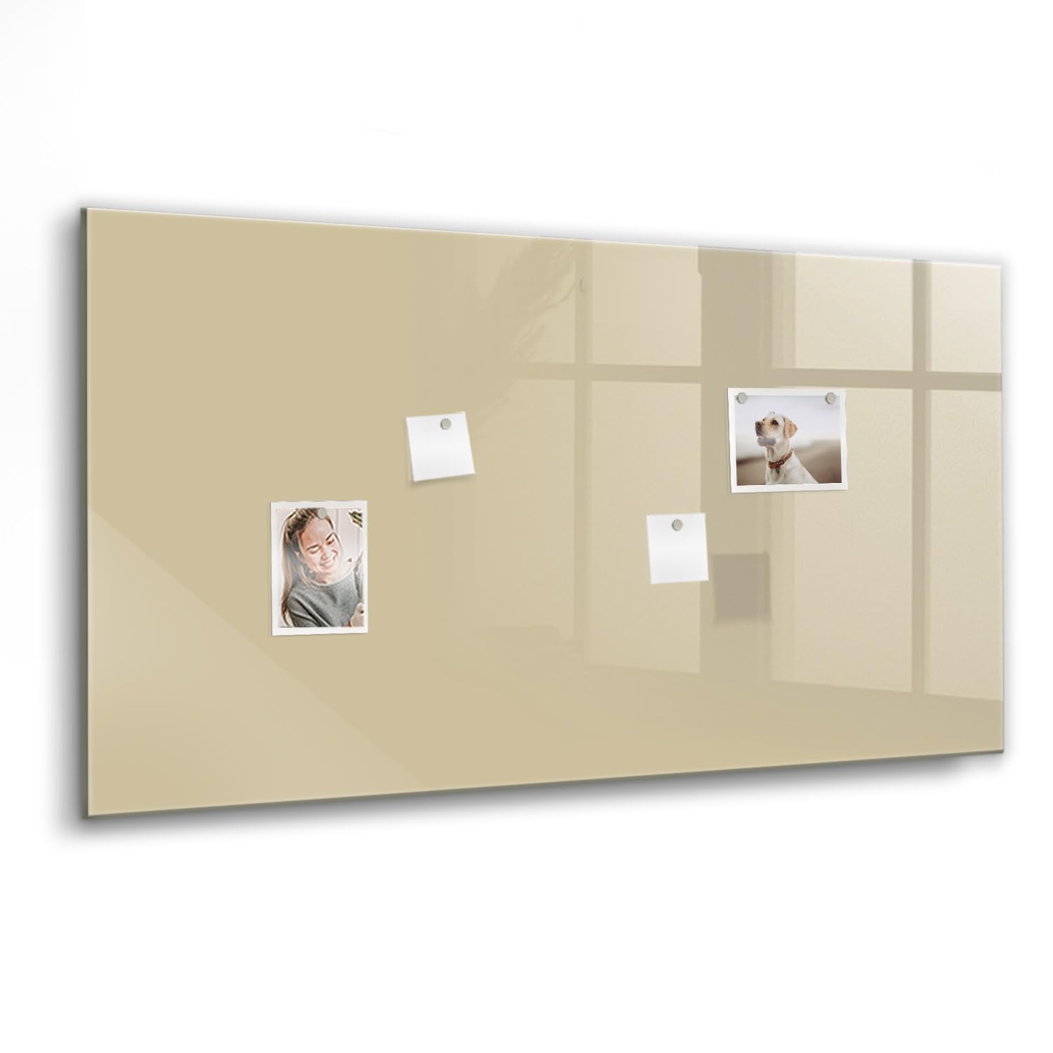 Glas-Magnettafel modern | Whiteboard magnetisch mit Glasfläche | Mit starken Magneten & Zubehör-Set | Kratzfest, abwischbar & ideal für kreative Planung - 120x60cm Beige