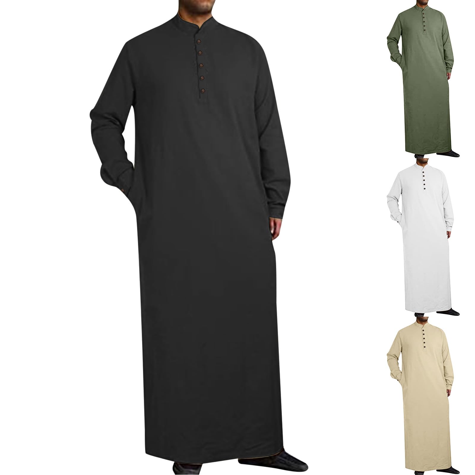 Royalty Dubai Roba Musulmano Caftano Abaya Uomo Islamico Manica Lunga Medio Oriente