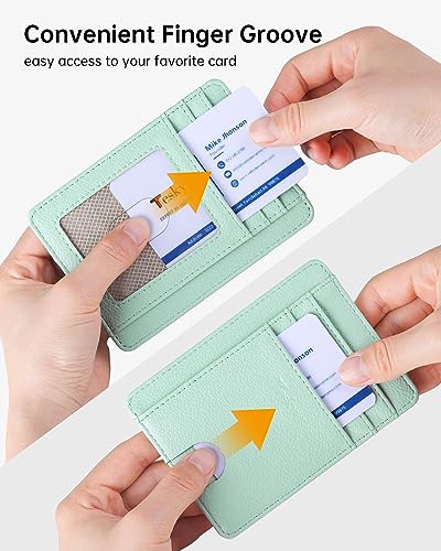 Image of Teskyer Slim Minimalist Wallet for Men, RFID Front Pocket Card Holder | Ultra Slim Front Pocket Design, 8 Card Slots, RFID Protection, Smooth Faux Leather for Everyday Carry
