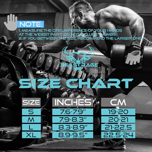 BEAST RAGE Guantes de Fitness Transpirables para Hombres y Mujeres Guantes de Levantamiento de Pesas de Entrenamiento de Gimnasia Antideslizante Crossfit Musculation Cycling (M, Aqua) - imagen 5