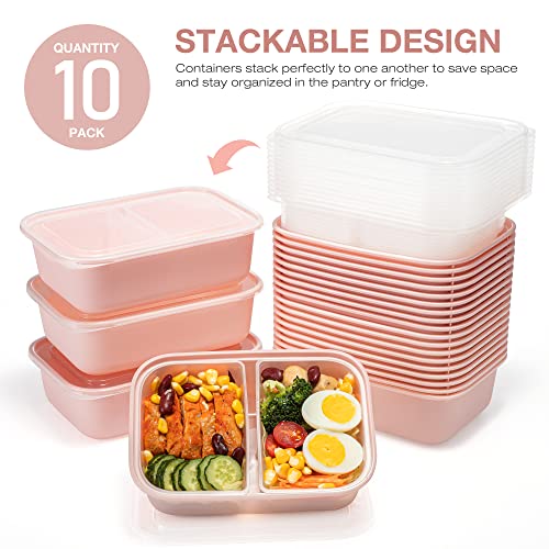 Glotoch Extra-Thick Meal Prep Container Reusable, 38Oz 1Compartment To Go Containers, Double Use As Divided Lunch Containers For Portion Control-Microwave&Freezer&Dishwasher Safe,Bpa-Free,10 Pack,Pink #TOP6