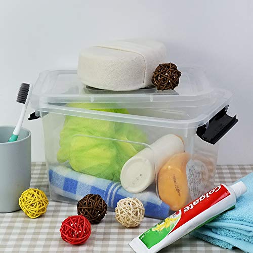 Sosody 6 Quart Plastic Storage Bins With Handles, Small Clear Lidded Storage Bins, 6 Packs #TOP3
