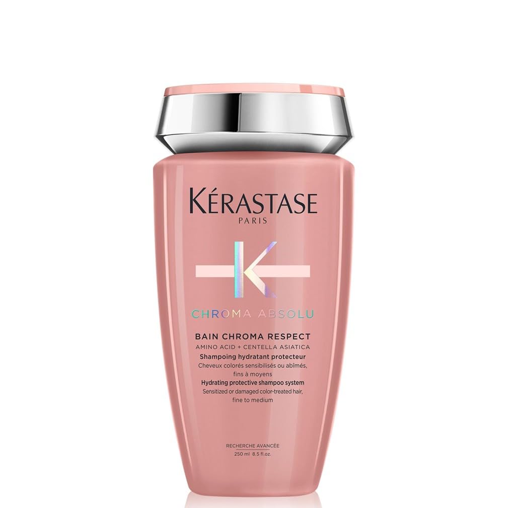 Kérastase Chroma Absolu, Hydrating and Protective Shampoo, Sensitised or Damaged Color-Treated Hair, Fine To Medium, With Glycerin, Amino Acid and Hyaluronic Acid, Bain Chroma Respect