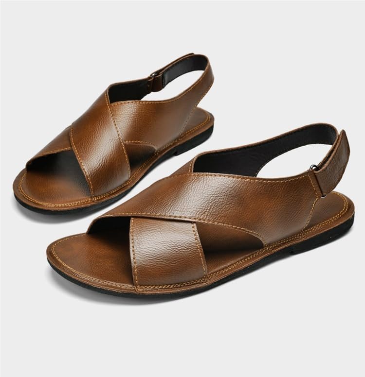 Men's Genuine Leather Handmade Flat Sandals Outdoor Sandals Summer Casual Vacation Beach Sandals3