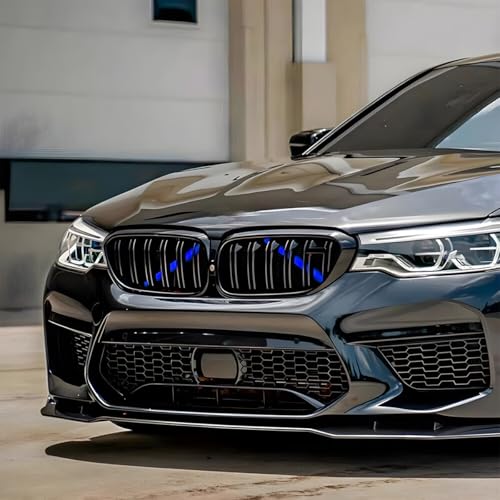 Image of HZEL Car Grill Inserts Trims, Vehicle Inserts Stripes, Automotive V Brace Wrap Covers Exterior Decoration Accessories, Compatible with 1-8 Series F20 F22 F30 F32 G30 G32 G11 (Blue)