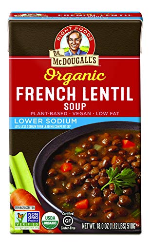 Dr. Mcdougall's Right Foods Soup, French Lentil, Lower Sodium, 17.6 Ounce (Pack of 6)