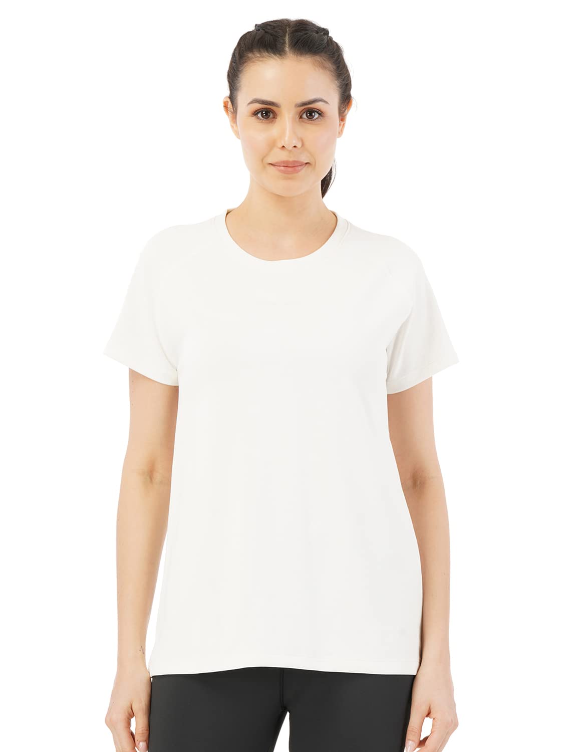 pump'd Women Synthetic Solid Athletic Fit T-Shirt (PUMSS23WTP-007_Heavenly White XL)-picture-13