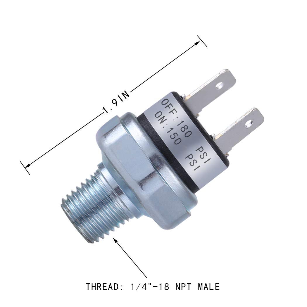 Air Pressure Switch 150-180 PSI 1/4"-18 NPT DC 24V 12V Air Compressor 150PSI
