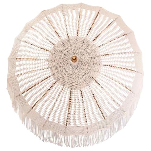 Parasol macramé en bois massif contre la chaleur de la terrasse extérieure