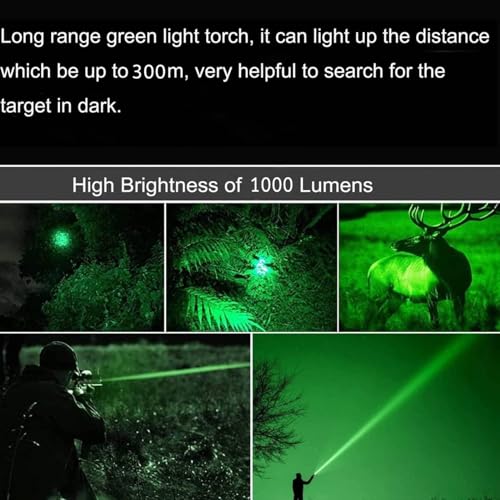 XLENTGEN 300 Yard Green Hunting Light Kit Zoomable Rechargeable with Switch - image 2