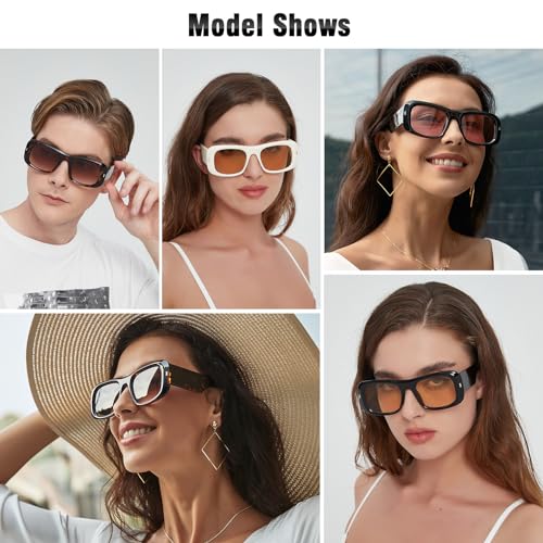 Suertree Fashion Sunglasses for Womens Men Trendy Vintage Y2K Sun Glasses Oversize Square Shades UV 400 Protection3