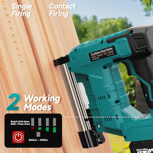 Image of Cordless Brad Nailer, Nail Gun Battery Powered, 18 Gauge 2 in 1 Electric Staple Guns for Upholstery & Carpentry, Include 1600Pcs Nails & Staples, Charger (Brad Nailer)