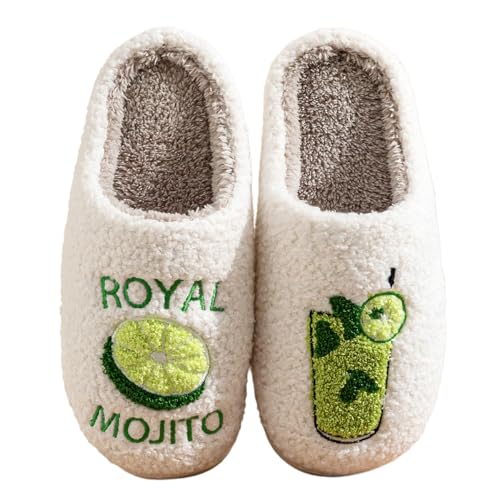 Image of Espresso Martini Slippers for Women Men，Fuzzy Warm Martini Glasses Slippers，Funny Soft Creative Design House Shoes