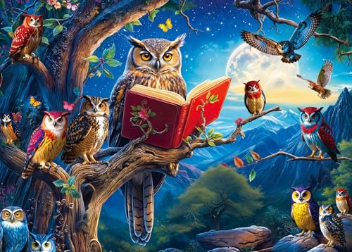 Puzzle 500 Teile für Erwachsene, klassisches Lernspiel Wunderschönes Dekoration-Nachteule-Puzzle Geschenke