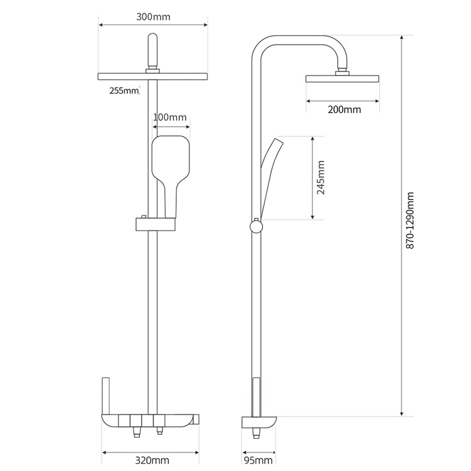 Set Doccia con Rubinetto termostatico con Display Digitale, 4 funzioni, con soffione da 12", doccetta, doccetta per Bidet, beccuccio per Vasca