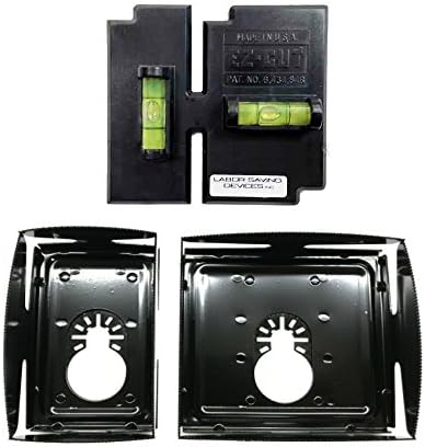 APT/EZ-Cut Level Template 53-315 + QBit SQ1000-S-BK + SQ1000-D-BK Oscillating Tool Saw Blades 1 & 2 Gang 3PC Cut-in Kit (BK=Black Finish (Black)