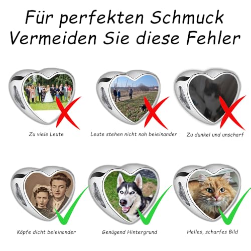 2Burned Silber 925 Personalisierter Schmuck Foto-Charm – Kompatibel mit Europäisches-Armbändern, Liebe Herz Personalisiertes Geschenk – Fügen Sie Ihr Bild hinzu (Hundepfote)