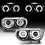 ACANII - For [HID/Xenon Model] 2008-2014 Dodge Challenger LED CCFL Halo Projector Headlights Headlamps Pair Left+Right