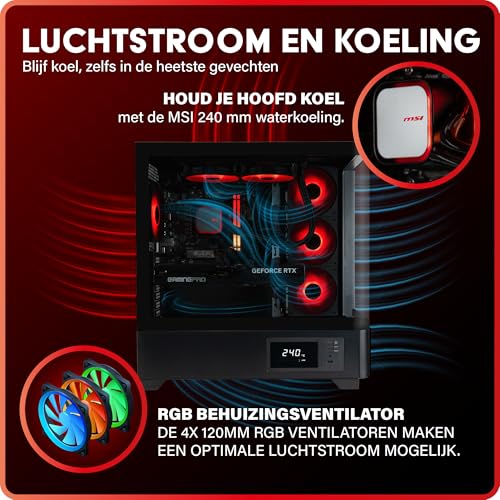 Greed® MKM - High End Gaming PC – AMD Ryzen 5 7500F + Nvidia Geforce RTX 5070Ti 16 GB - 4K & raytracing Computer - 5,0 GHz - RGB Desktop met waterkoeling - 32 GB DDR5 RAM - 1 TB SSD + Windows 11 Pro - Afbeelding 6