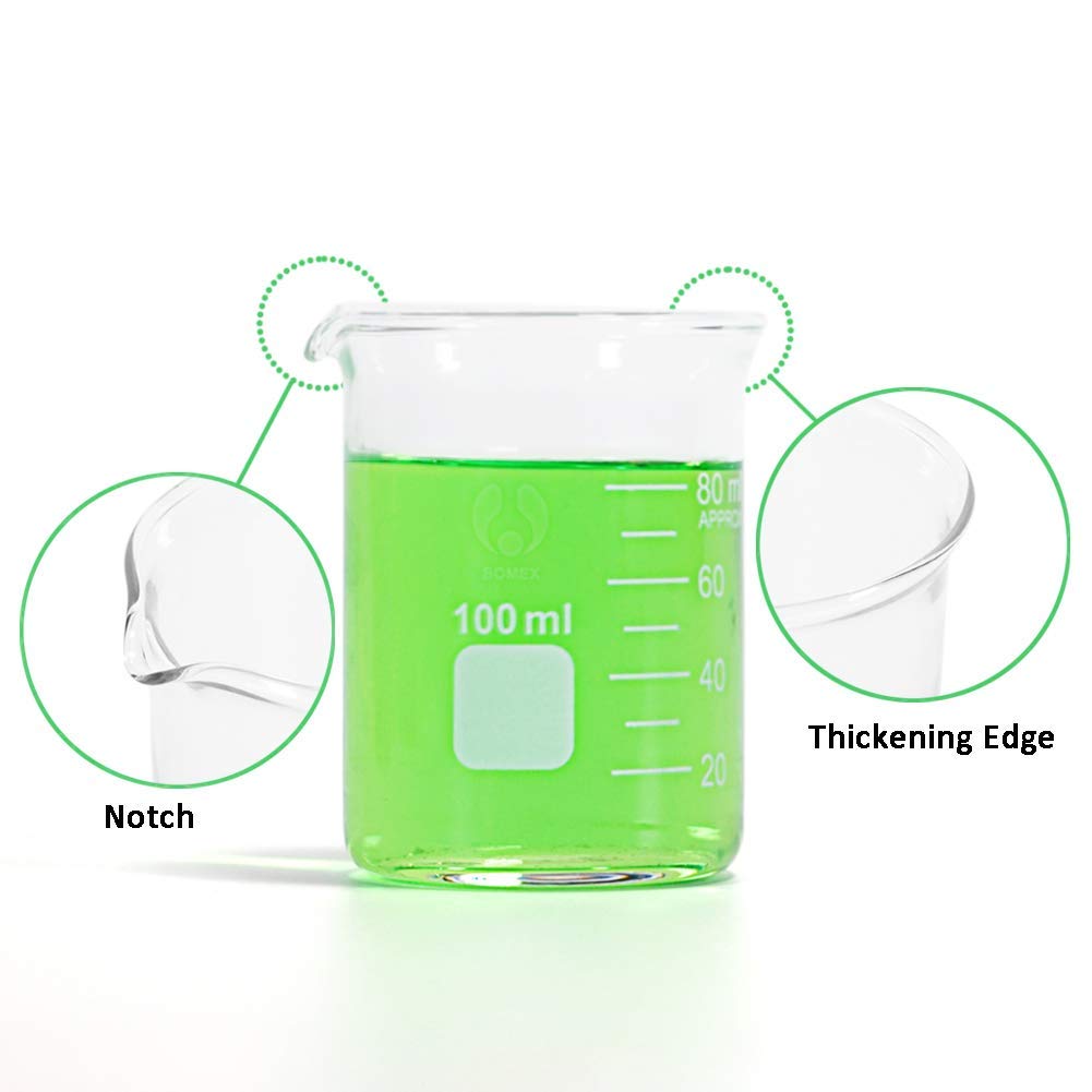 Borosilikatglas Bechergläser Set Becherglas mit klare Ausguss 50ml 100ml 250ml 400ml 600ml Meßbecher