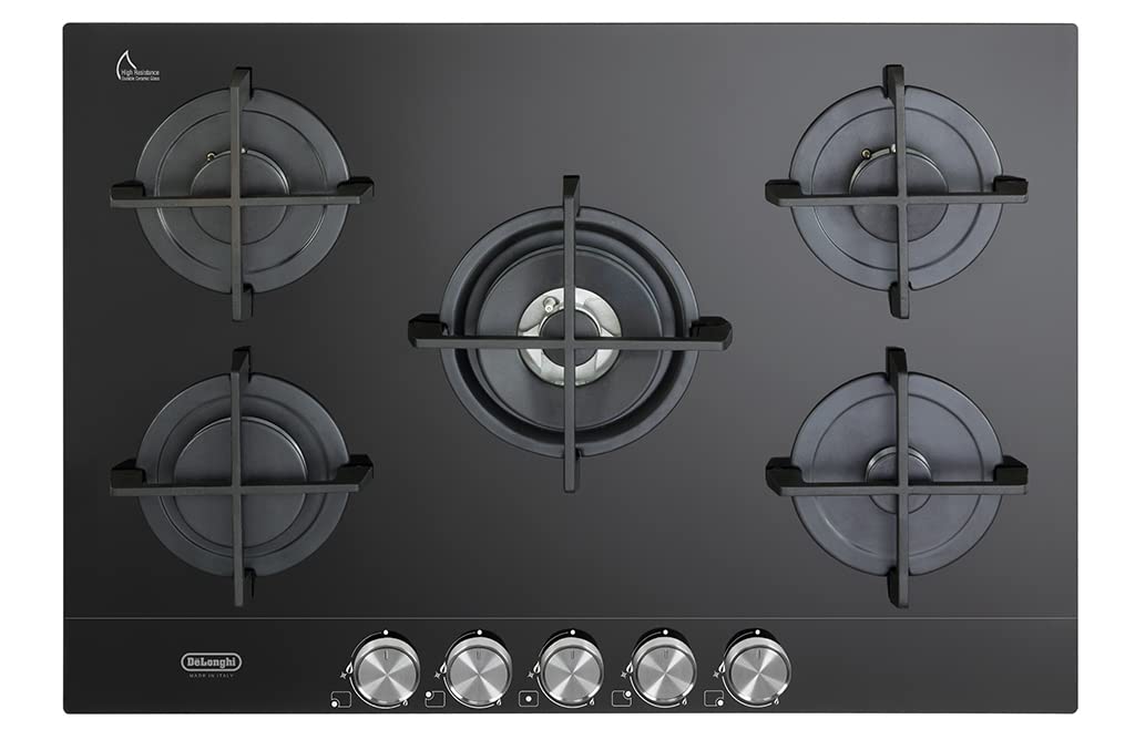 DE LONGHI NSL575NC PIANO COTTURA A GAS IN VETROCERAMICA 75 CM 5 BRUCIATORI