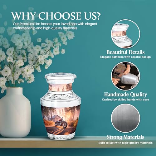 Image of Bike Urn - Cremation Urn - 3 Inch - Pack of 2 - Decorative Urns for Mom & Dad - Human Remain - Unique Urns for Ashes