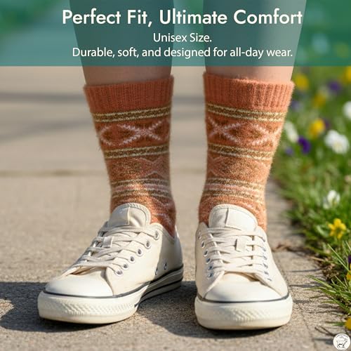 Image of Angora Wool Socks - Machine Washable Dry-Foot Fuzzy Warm Breathable Soft Unisex Indoor /Outdoor Socks for Women and Men