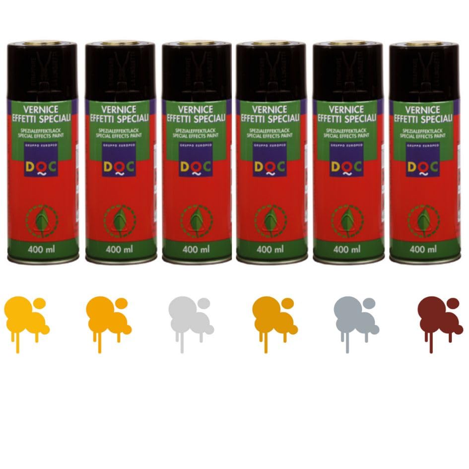 Pintura acrílica color cobre y dorado juego de 6 botes aerosol 400 ml
