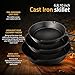 Utopia Kitchen Cast iron Skillets 3 Piece Set, Chefs Pan, Pre Seasoned Cast iron Skillets, 6, 8 & 10 Inches, Easy Use in the Oven, Stove, Grill, or Campfire, Black