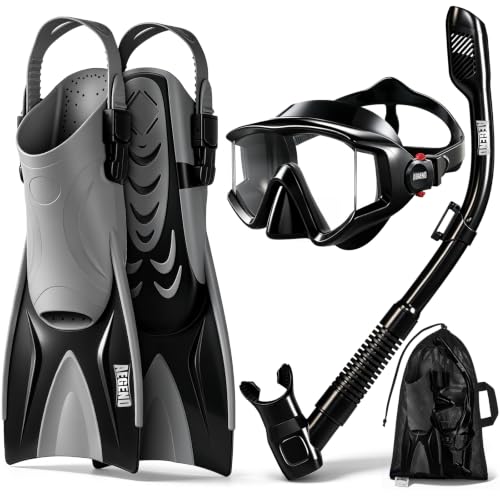 Aegend Snorkeling Gear for Adults Men Women: Anti-Fog Panoramic Mask Set...
