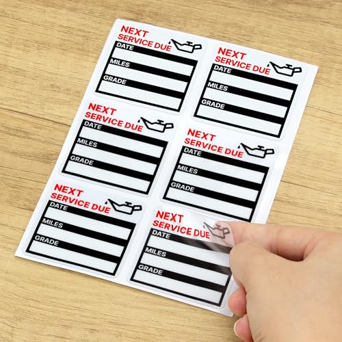 Image of for Oil Change Sticker Static Cling, Clear Stickers 120 Pcs 2 inchx 2 inch Next Service Due Sticker for Windshield, Easy to Peel with No Residue for Car Auto Vehicle Window (Red)