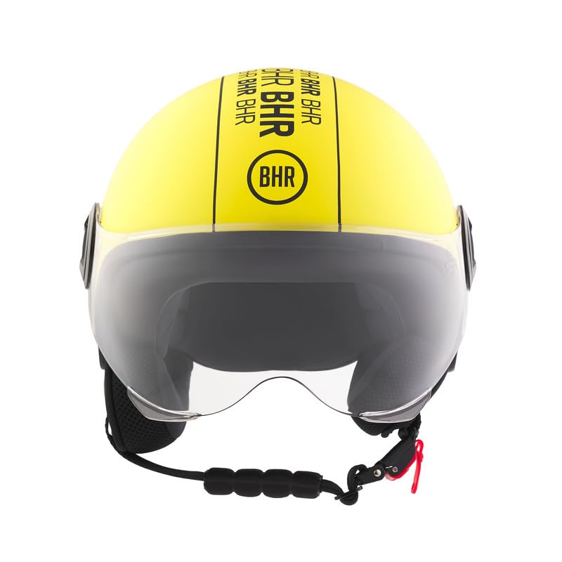BHR Casco Demi-Jet 835 SPECIAL - Casco Scooter Omologato ECE 22.06 con Visiera a Occhiale Antigraffio - Sgancio Micrometrico e Guanciali Removibili - Cool Yellow L