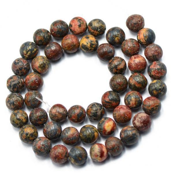 SNAPPSY 2x8mm Natural Red Leopardskin Jasper Jewelry Making Round Beads Strand 15"-picture-12