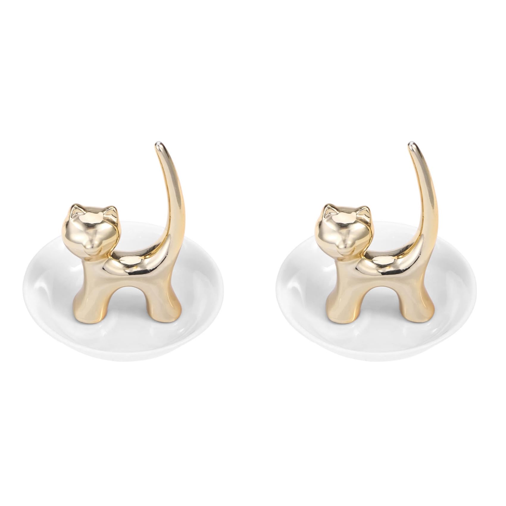 Hndhbfgrt 2X Cat Trinket Dish Jewellery Tray Cat Ring Holder Jewelry Dish Trinket Holder Fashion Bracelets Earrings Storage Tray A