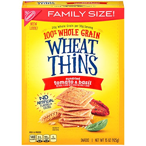 Wheat Thins Sundried Tomato & Basil Crackers - Family Size, 15 oz (Pack of 6)