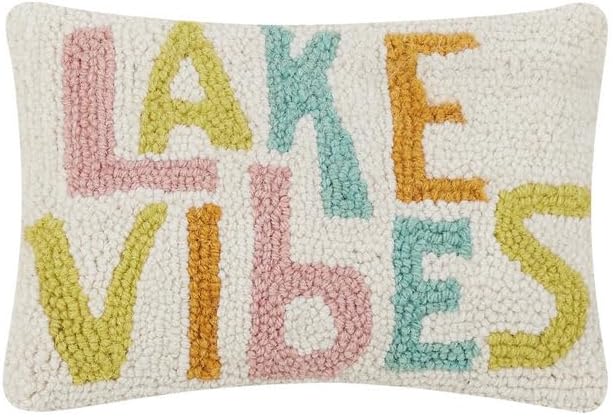 Peking Handicraft Lake Vibes Poly Filler Hook Pillow, 12-Inch, Multicolor