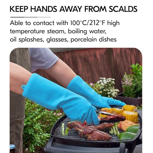 Vgo... Heavy Duty Cleaning Gloves Lined Nylon, Household Gloves Reuseable in TPE Latex Free, Thicker Antislip Washing Up Gloves for Kitchen Bathroom Gardening Painting, with Flower Flavor, 1 pair - Image 4