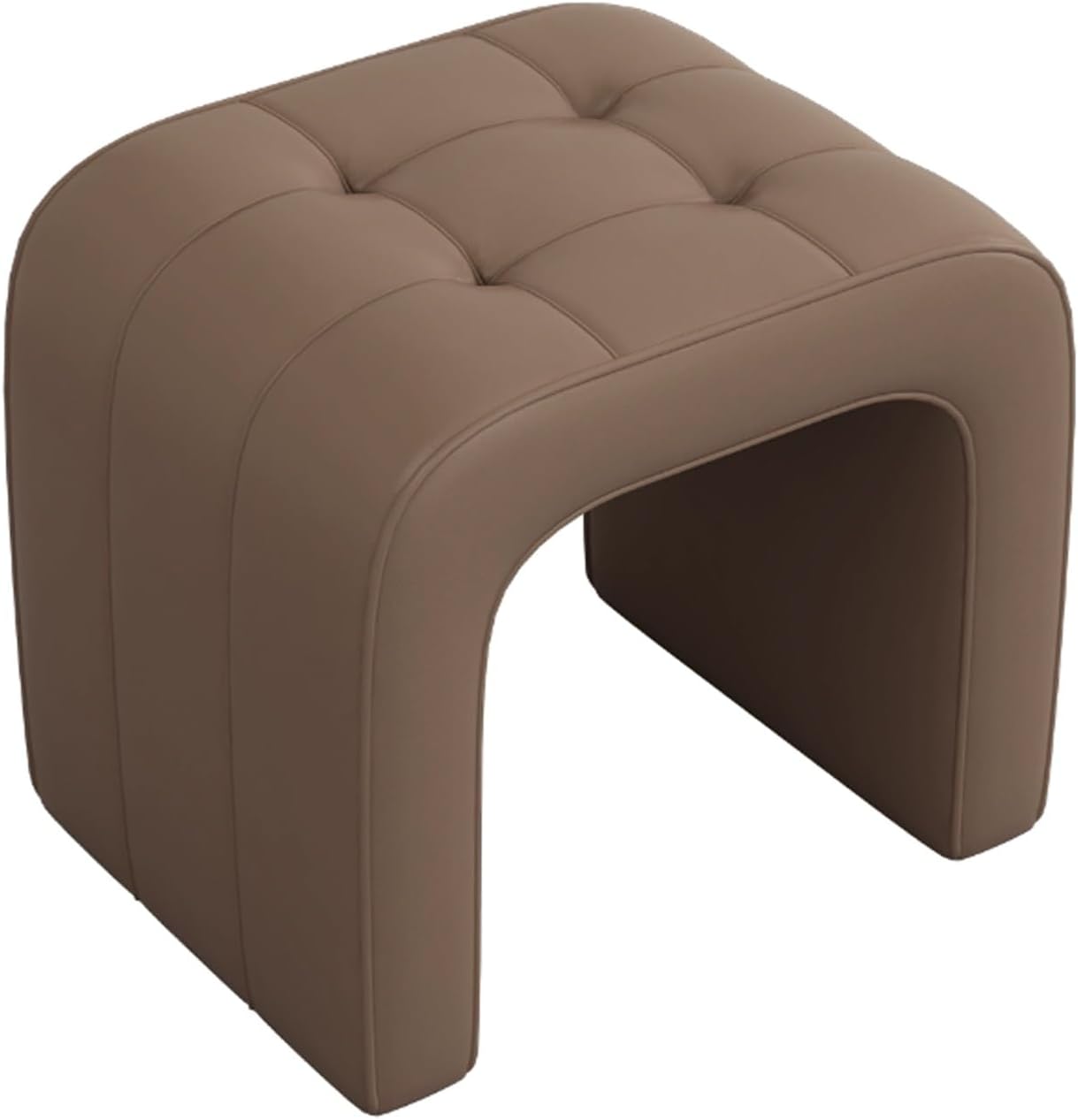 Vanity Stool Chair, Modern Leather Ottoman Foot Stool with Wooden Legs Sofa Bench Footstool Extra Seat for Vanity, Makeup Room, Living Room, Entryway(C,45x35x40cm/18x14x16in)