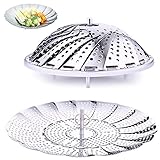 Perfekte Tray : Dämpfen ist eine gesunde Kochoption, da es dabei hilft, mehr als 90% der Nährstoffe zu erhalten, die durch Kochen oder Mikrowellen verloren gehen. Multifunktionale Dampfer für Gemüse, Meeresfrüchte, Babynahrung und vieles mehr. Es kann nicht nur als Dampfgarer, sondern auch als Sieb und Obstkorb verwendet werden. Hinweis: Da das Produkt ein spezielles Polierverfahren verwendet, muss es vor dem Gebrauch mit heißem Wasser gewaschen werden, um sicherzustellen, dass es sauber ist.