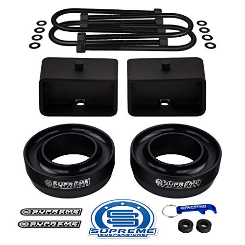 Supreme Suspensions - Full Lift Kit for 1997-2003 Ford F-150 3" Front Lift Spring Spacers + 3" Rear Lift Tapered Blocks + Round Bend U-Bolts (Black) | 2WD Model Only