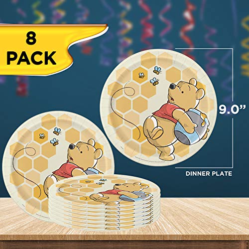 Unique Disney Winnie The Pooh Dinnerware Party Bundle | Luncheon Napkins, Dinner & Dessert Plates, Table Cover | Great For Themed Parties, Kid's Birthday, Halloween - Officially Licensed By Unique #TOP3