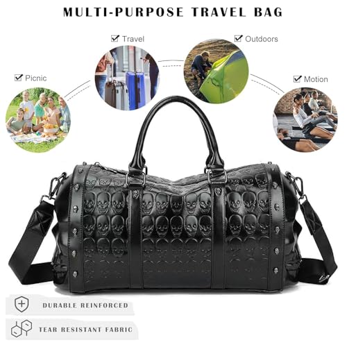 Downupdown Skull Duffel Bag for Women&Men Carry-On Luggage Gym Tote Bags Large Handbags Shoulder Bag Satchel Travel Bags4