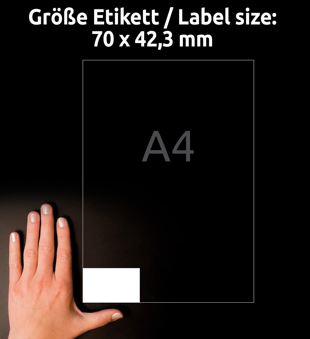 Europe100 Universele Etiketten – 2100 Stuks, 70x42,3 Mm – 100 Vellen – Wit, Zelfklevend – Bedrukbaar Met Printer Of Pen – Voor Adressen, Verzending, Organisatie