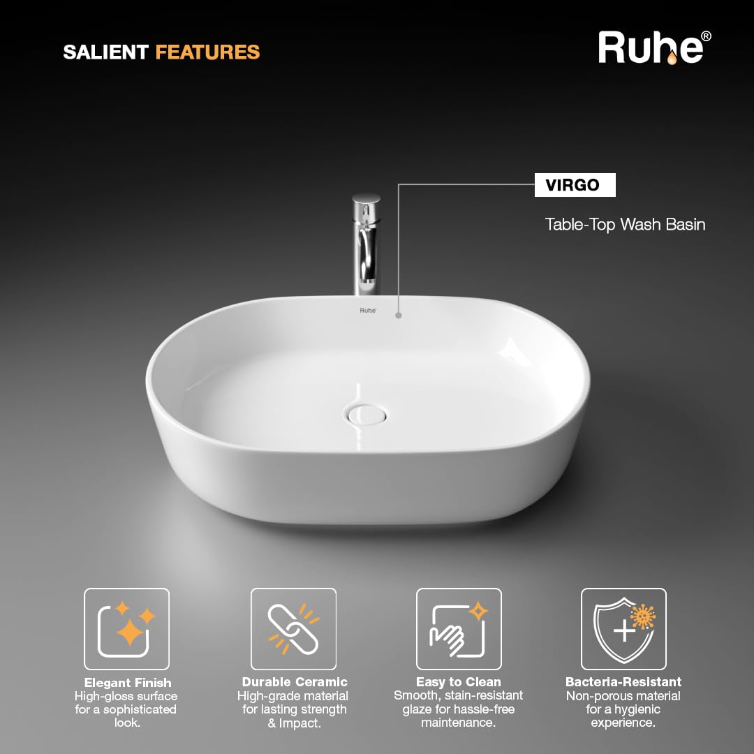 Ruhe Virgo Ceramic Wash Basin - Modern Bathroom Sink -3