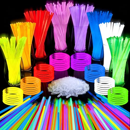 Slmeno Knicklichter Party Set, 150 Knicklichtlichter Kinder mit 150 Verbinder für Armbänder Halsketten, 8 Farben Ultrahelle Glow Sticks, Neon Party Leuchtstäbe für Geburtstag Weihnn achtcht S ilvester