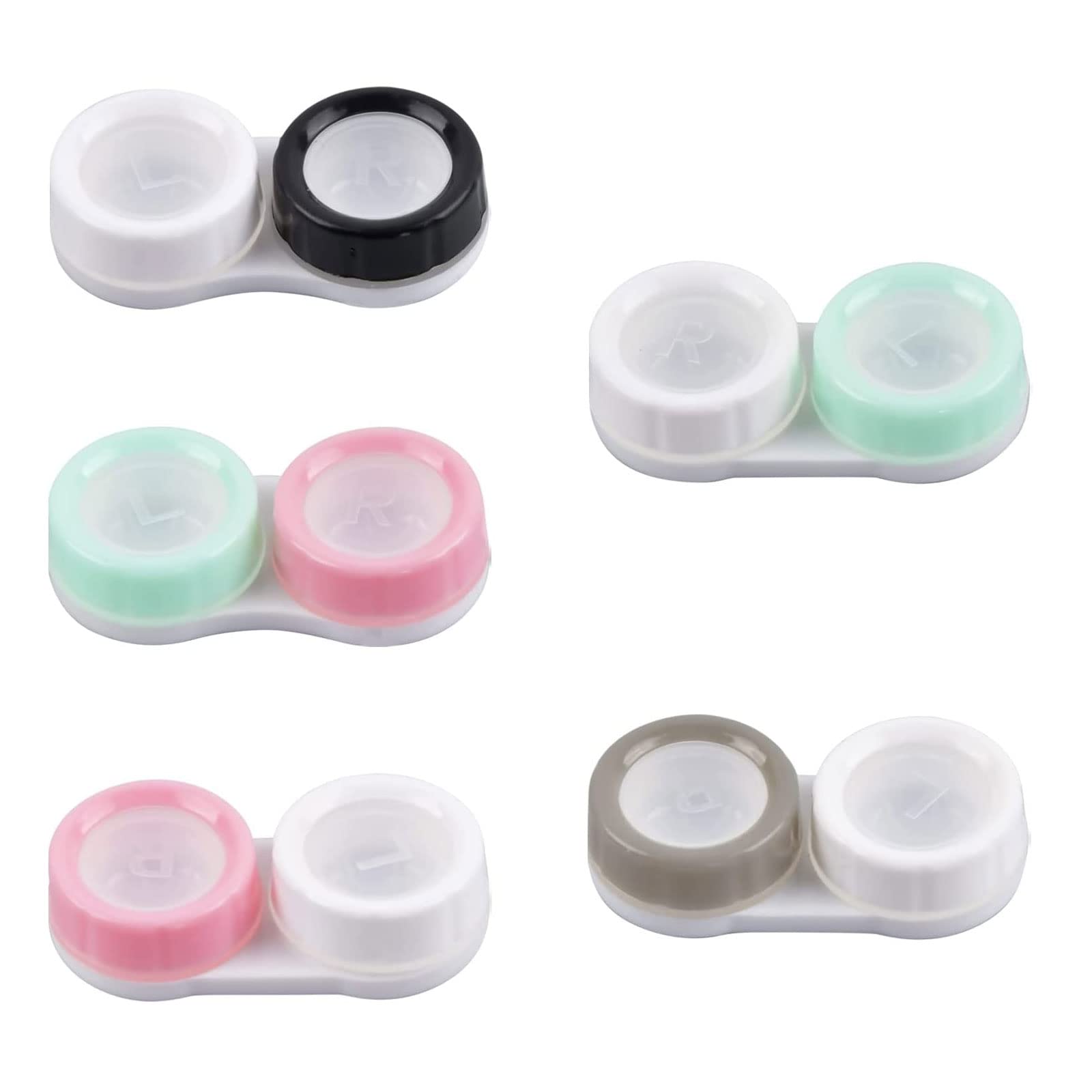 Contact Lens Case, 10pcs Leak Proof Round Small Eye Contact Case Protect Glasses Contact Lens Container for Protecting Eyes, Travelling, Home, & Soaking Storage, Mixed Color