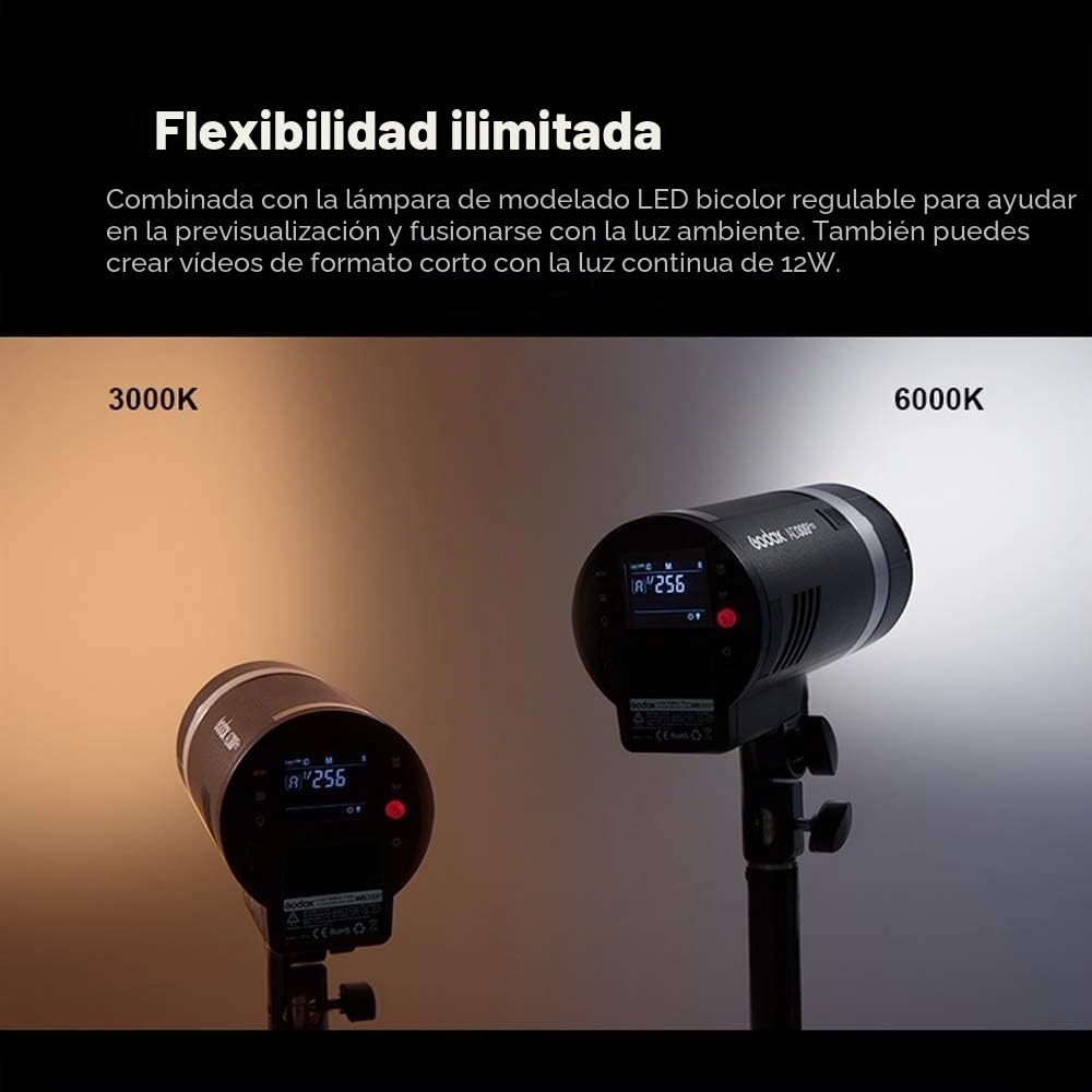 Godox AD300Pro TTL Monolight Flash extérieur – 300 W 2,4 G TTL Flash stroboscopique monobloc 1/8000 HSS 320 Full Power Pop 5600 ± 100 K Couleur Stable 12 W