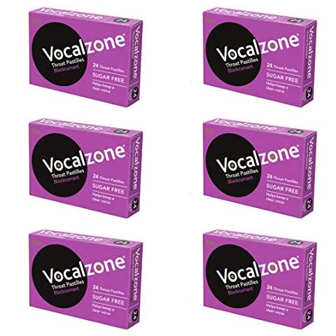 Vocalzone Throat Pastilles Blackcurrant Sugar Free 6 Packs 24- for Sore Throats and Hoarseness When Overusing Your Voice. Produced and Sold in The United Kingdom Since 1912 Cover